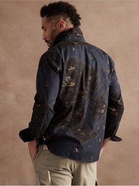 ⚓️ Banana Republic Treasure Map Heritage Long Sleeve Shirt S 🪎 NWOT